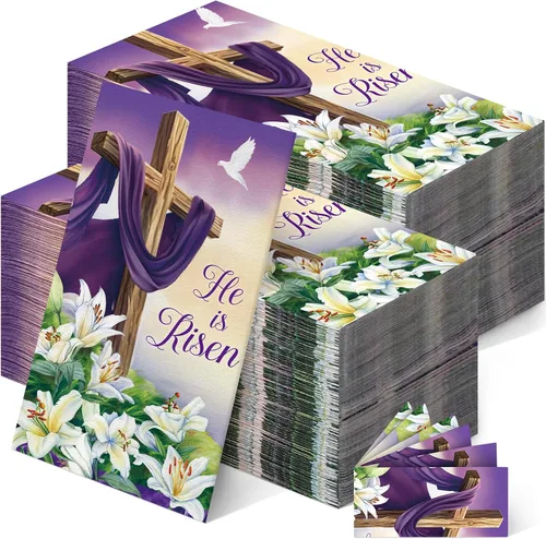 Vista 9 de Chiisong 200 servilletas de huevo de Pascua a granel, servilletas desechables de papel de acuarela floral de primavera con texto en inglés "He Is