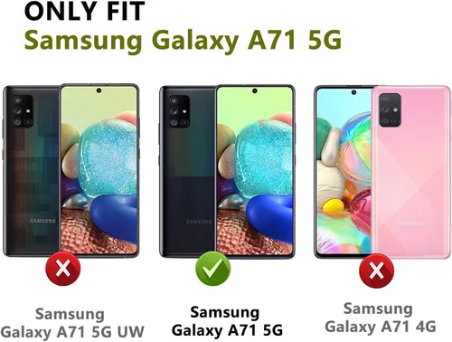 Vista 2 de Funda para teléfono celular Galaxy A71 5G, cubierta dura resistente, a prueba de golpes, a prueba de polvo, protección de 3 capas, color negro