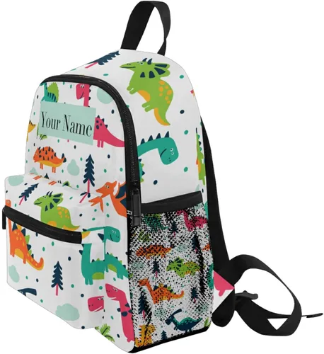Vista 3 de AUUXVA Mochila infantil personalizada para niñas y niños, mochilas casuales para niños, personalizadas con nombre del niño, dino estilo escandinavo
