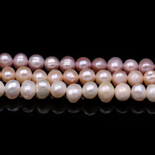 Vista 8 de Cuentas de perlas naturales 100% naturales redondas de agua dulce sueltas (2 hebras), perforadoras de 0.157-0.197 in, una hebra de 14.2 pulgadas Rosa