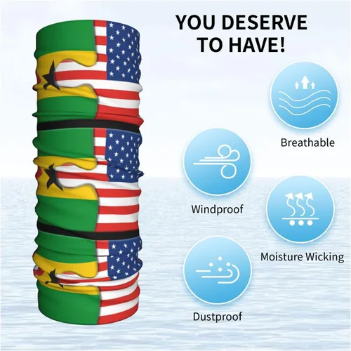 Vista 9 de Neck Gaiter Sao Tome and Principe and American Flag USA Jigsaw Face Cover Scarf Uv Sun Protection Balaclava Head Mask for Men Women Fishing Mask