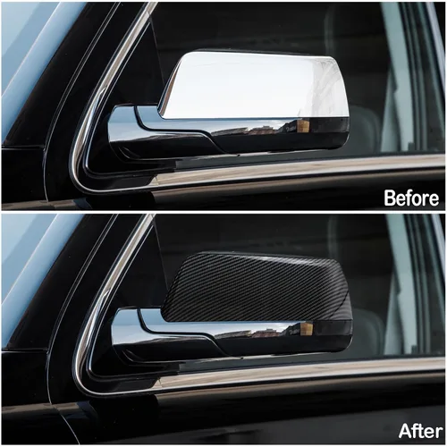 Vista 3 de Tapa de Espejo Lateral del Conductor con Patrón de Fibra de Carbono Compatible con Chevrolet Suburban Tahoe GMC Yukon/Yukon XL 2015-2020