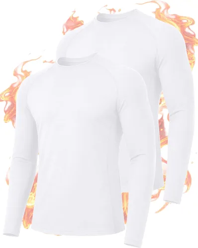 Vista 10 de Roadbox Camisas térmicas de manga larga para hombre, paquete de 2 unidades Blanco/Azul/Gris
