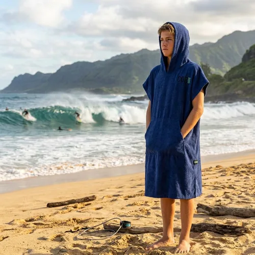 Vista 4 de COR Surf - Poncho de toalla de cambio con capucha y bolsillo delantero Toalla gruesa de microfibra de secado rápido Fits Teens & Petite Adults