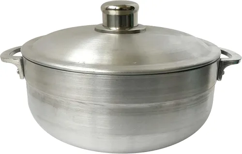 Vista 8 de Wee's Beyond Horno holandés Caldero de calibre pesado con tapa de aluminio, 3.7 cuartos de galón, color plateado