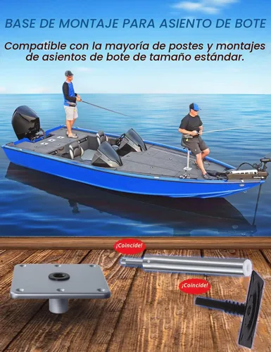 Vista 5 de MATINA Base de asiento de barco, pedestal y base de aluminio de 7 x 7 pulgadas con enchufe de poste de pasador de 3/4 pulgadas, accesorios de barco