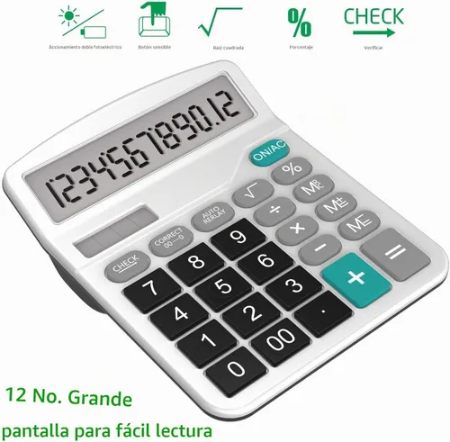 Vista 2 de Calculadora, Splaks - Calculadoras de escritorio funcionales estándar, batería solar y AA, calculadoras electrónicas de oficina de doble potencia