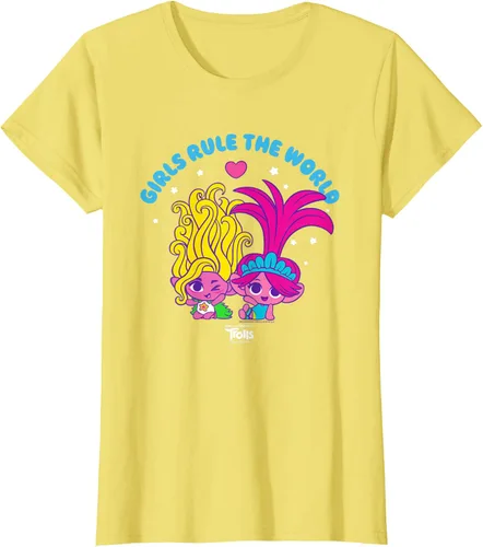 Vista 34 de DreamWorks Trolls Band Together - Camiseta para niñas con leyenda "Rule", diseño Negro