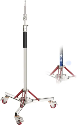 Vista 11 de NEEWER Soporte de Luz de Acero Inoxidable Resistente con Ruedas, Receptor Junior de 1-1/8", Espiga Baby con Resorte de 5/8", Carga Máxima 77lb
