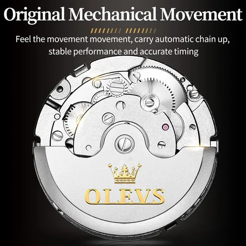 Vista 5 de OLEVS Reloj automático (no requiere batería) Relojes de pulsera para hombre, relojes mecánicos de cuerda automática, reloj clásico de esqueleto