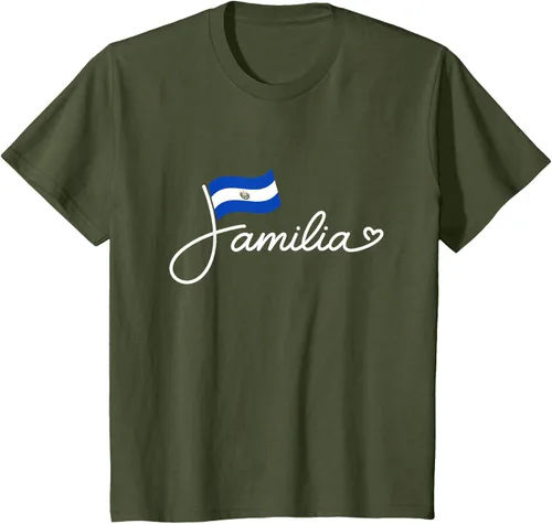 Vista 14 de El Salvador Familia - Camiseta con texto en inglés "La Familia de la Bandera Salvadoreña