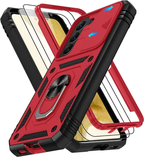 Vista 15 de Gritup Funda para Google Pixel 6 con cubierta deslizante para cámara y protector de pantalla (2 unidades), soporte de anillo giratorio 360°, funda