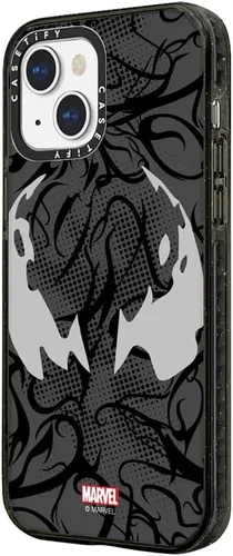 Vista 7 de CASETiFY Impact - Funda para iPhone 13 [Spider-Man Co-Lab / protección contra caídas de 6.6 pies] - Máscara Venom - Negro transparente Spider Man