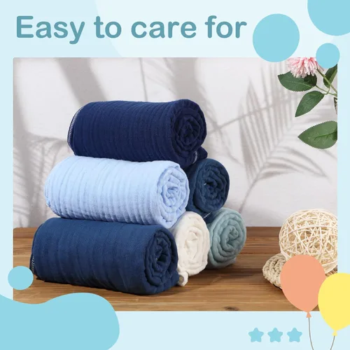 Vista 4 de Peryiter 6 piezas de toallas de muselina con capucha para bebé, toalla de baño de 81x81 cm de algodón para recién nacidos, mantas de bebé