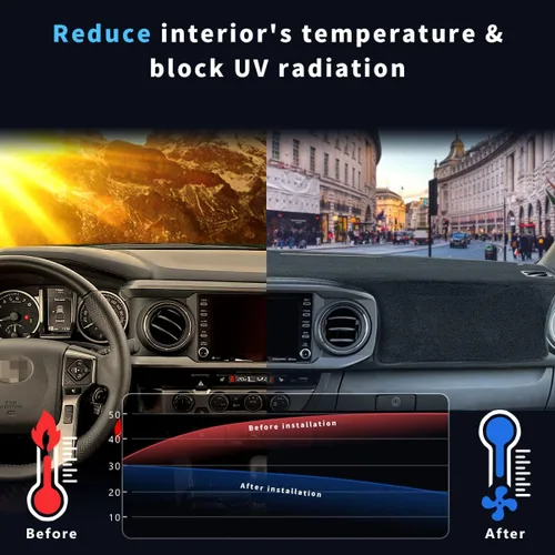 Vista 3 de auovo Cubierta de salpicadero compatible con Toyota Tacoma 2016 2017 2018 2019 2020 2021 2022 2023 cubierta antideslizante para salpicadero cubierta