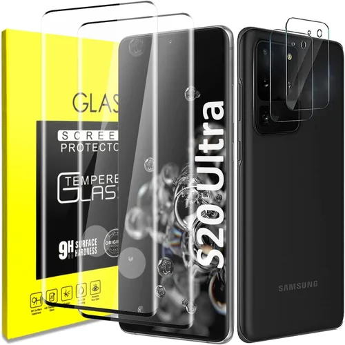 Vista 7 de Samsung Galaxy S20 Protector de pantalla de vidrio templado con protector de lente de cámara [cubierta curva 3D] [compatible con huellas dactilares]