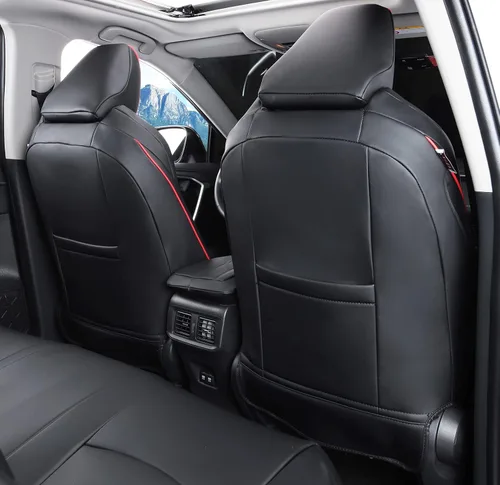 Vista 63 de Fundas de asiento RAV4 de ajuste personalizado, piel sintética impermeable para Toyota RAV4 2013-2018 (beige)