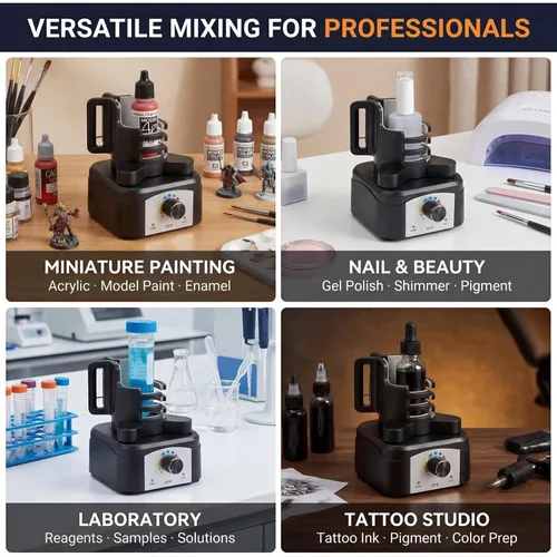 Vista 7 de Mezclador y Agitador Vortex, Velocidad Ajustable de 500-3200 RPM - Mezclador Eléctrico de Pintura de Manos Libres para Pinturas de Modelos de Hobby