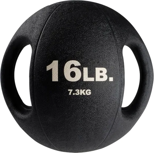 Vista 9 de Body-Solid Pelotas medicinales de ejercicio resistentes con asas dobles, pelota medicinal de agarre de goma antideslizante duradera