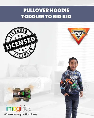 Vista 2 de Monster Jam Zombie Grave Digger Megalodon - Sudadera con capucha de forro polar para niños pequeños a grandes