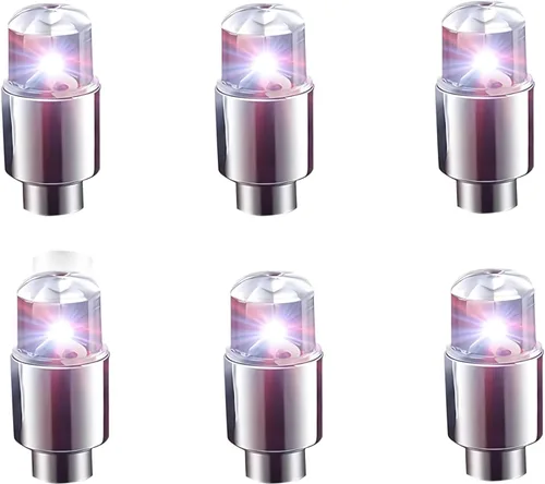Vista 10 de 4 PCS Luces LED para Tapas de Vástago de Válvula de Neumático, Flash Giratorio con Visibilidad de 360 Grados, Luces de Rueda Impermeables para Azul