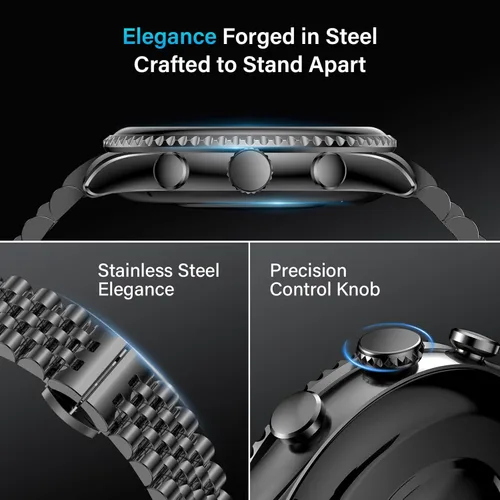 Vista 2 de Reloj inteligente con bisel giratorio 2026 para hombre con llamada Bluetooth, frecuencia cardíaca, presión arterial, SpO2, monitor de sueño, reloj