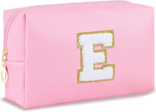 Vista 127 de URSKYTOUS Regalos para niñas, bolsa de maquillaje con inicial, bolsa de cosméticos personalizada con cremallera, bonita bolsa de aseo de viaje, Azul
