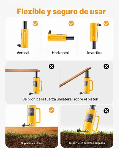 Vista 5 de Mophorn Gato Hidráulico de 20T 4" de Círculo Hueco de Acción Simple Cilindro Hidráulico de Ram 100mm Cilindros Hidráulicos de Elevación