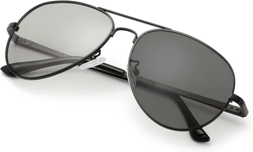 Vista 6 de SODQW Gafas de sol fotocrómicas polarizadas para hombre, gafas de sol deportivas de aviador, protección UV 400 con marco de metal grande