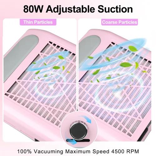 Vista 8 de CoFashion - Colector de polvo de uñas para uñas acrílicas, máquina de vacío, 80W, aspiradora eléctrica ajustable, filtro de uñas para manicura
