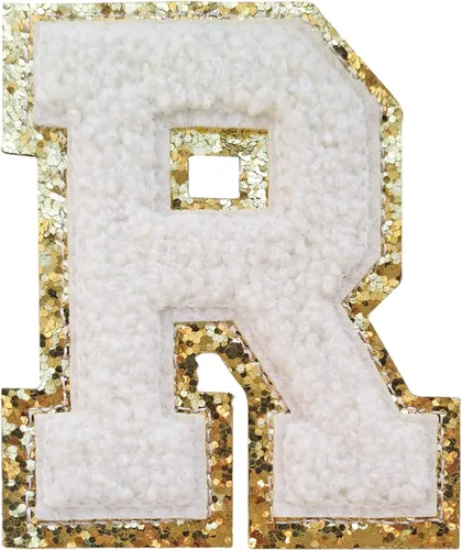 Vista 103 de 3Pcs Letter Patches Varsity Glitters Chenille,SPRT Iron on Blue Letter Patch,Alphabet Cloth Patch for Team Costume Decoration 3.1in Height S