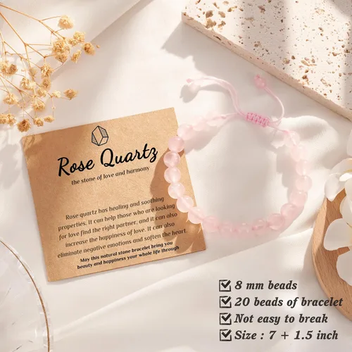 Vista 5 de Seyaa Pulsera de yoga para aliviar el estrés y la ansiedad, piedra de cristal natural, regalos curativos para mujeres, hombres y adolescentes