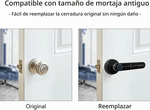 Vista 3 de CATCHFACE cerradura inteligente para puerta, cierre y apertura con huella dactilar/app TTlock/código/llave, con wifi, manija biométrica para puerta