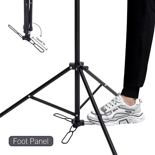 Vista 2 de HYOUJIN Soporte alto para cabeza de peluca, trípode para cabeza de maniquí, soporte ajustable con panel de pie para cabeza de maniquí, cabeza