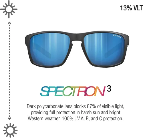 Vista 3 de Julbo Shield Glacier Glasses for Men & Women w/Removable Side Shields for Hiking, Snow/Glare - 100% UV Protection