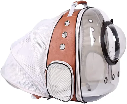 Vista 6 de Mochila expandible para gatos, mochila para gatos, gatitos y cachorros pequeños, mochila de burbujas aprobada por aerolíneas, cápsula espacial Azul