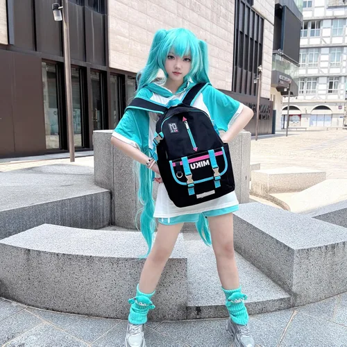Vista 3 de x Mochila de viaje Hatsune Miku Collaboration para mujer y hombre, Anime