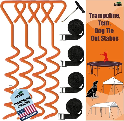 Vista 21 de Anclajes de suelo Eurmax USA Anclajes de trampolines con tornillo para vientos fuertes Estacas de tienda de campaña de alta resistencia Anclajes