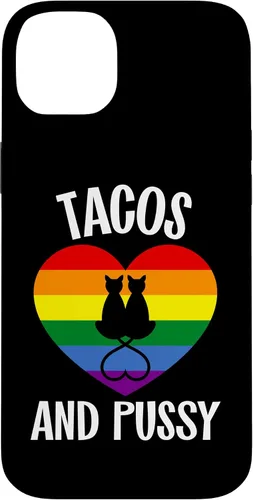 Vista 15 de Funda Queer para iPhone 14 Pro Max Lesbian Pride Stuff Tacos y Pussy Cats