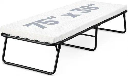 Vista 7 de Treaton, Cama de invitados plegable de 16 pulgadas de alto con colchón de espuma viscoelástica de 5 pulgadas, marco de metal resistente, fácil