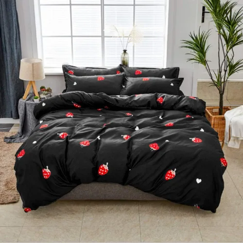 Vista 11 de Juego de ropa de cama de dibujos animados para niños, funda de edredón con estampado de vaca, funda de edredón negra y blanca, funda de edredón