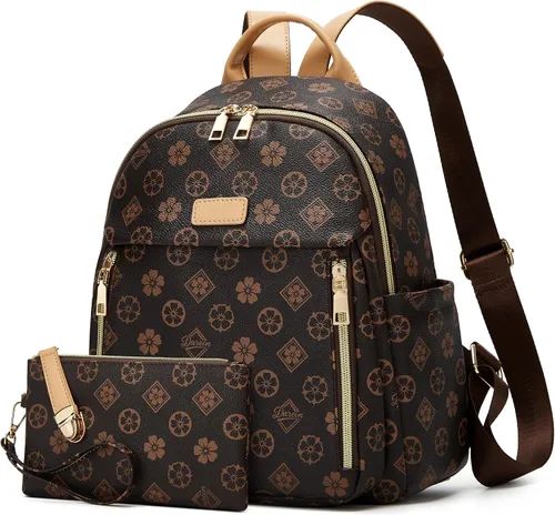 Vista 42 de Makes - Bolso tipo mochila para mujer, de piel sintética, bolso de viaje con diseño convertible a cartera, 12 pulg., Mochilas de viaje