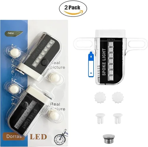 Vista 7 de Luces de rueda de bicicleta (paquete de 2) - Luces LED impermeables para radios de bicicleta - Accesorios para bicicleta - 30 patrones diferentes