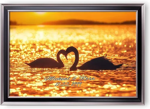 Vista 135 de A&T ARTWORK Love on Beach - Impresión fotográfica personalizada, incluye nombres y la fecha, regalo único para el aniversario de boda. Alfombrillas
