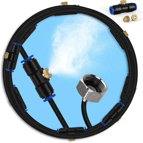 Vista 10 de lifeegrn Sistema de enfriamiento por nebulización: sistema de nebulización al aire libre para patio, línea de nebulización de 20 pies+5 boquillas