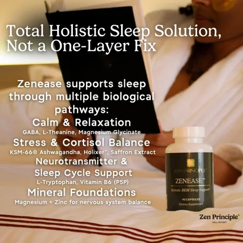 Vista 5 de Zen Principle Zenease - Soporte para dormir con glicinato de magnesio, Ashwagandha KSM-66, azafrán, L-teanina y GABA, sin melatonina, alivio natural