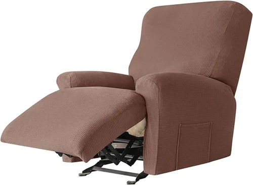Vista 23 de LazyBoy - Funda para silla reclinable jacquard, fundas elásticas de terciopelo de color liso para sillas reclinables, 4 piezas, protector de muebles