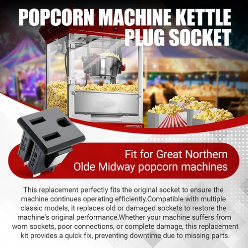 Vista 2 de Kit de repuesto para enchufe de palomitas de maíz, apto para máquina de palomitas de maíz Great Northern Olde Midway (1 unidad)