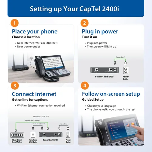 Vista 8 de Hamilton CapTel 2400iSPNBT Teléfono con subtítulos, teléfonos para personas con discapacidad auditiva, control de volumen con ganancia