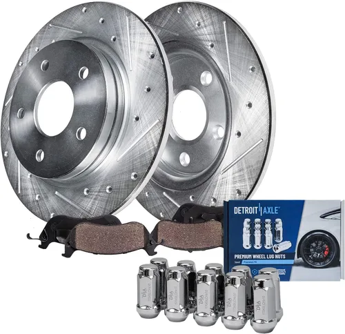 Vista 118 de Detroit Axle - Rotores de freno para Ford 2013-2019 Explorer Taurus Flex Lincoln MKT MKS, rotores de freno de disco ranurados perforados de repuesto